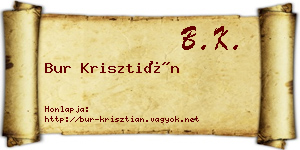 Bur Krisztián névjegykártya